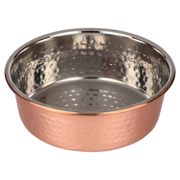 Vibrant Life Medium 4-Cup Stainless Steel Hammered Copper Pet Bowl