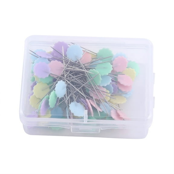 Sewing Patchwork Pins Quilting Tool,100pcs Patchwork Quilting Pins Fine Flat Head Decorative Dressmaking Sewing Straight Pins DIY Tool Sewing Accessories with Box Light plum blossom style