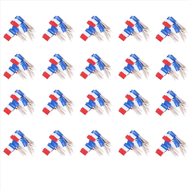 1000Pzs Mini Palillo de Dientes de Madera con Bandera para Decorar Pasteles de Frutas de Fiesta - Francia (Azul, , Rojo)