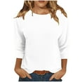 thumbnail image 2 of OKBOP Plus Size Tops for Women Short Sleeve White Crew Neck Solid Ribbed T-Shirts Plus Size Ladies Shirts, 2 of 6