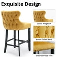 thumbnail image 5 of Velvet Counter Height Bar Stools Set of 2, Upholstered Barstools with Button Tufted Back and Nailhead Trim, Modern Wing-Back Counter Height Chair for for Kitchen, Home Bar, Dining Room, Gold, 5 of 7