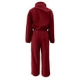 thumbnail image 5 of sususu Women's Zip Up Jumpsuit Long Sleeve Romper Jumpsuit Elastic Waist Comfortable Outfit Turn Down Collar Cargo Romper,Red,M, 5 of 5