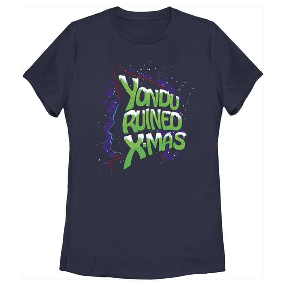 Women's Guardians of the Galaxy Holiday Special Yondu Ruined X-Mas Graphic Tee Navy Blue X Large