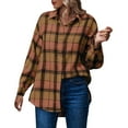 thumbnail image 2 of fvwitlyh Compression Shirts for Women Plaid Flannel Button Down Shirts for Women Oversized Dressy Casual Long Sleeve Tops Blouse, 2 of 4