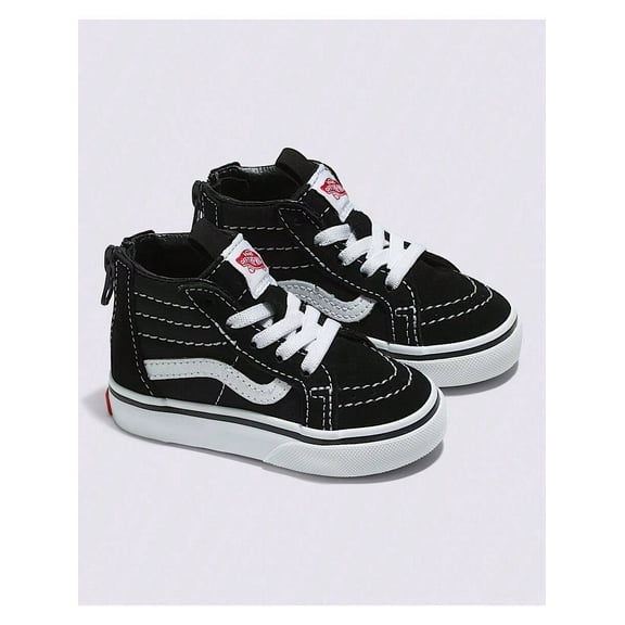 Vans Sk8-HI Zip Leather Toddler Sneakers Black/True White size 10