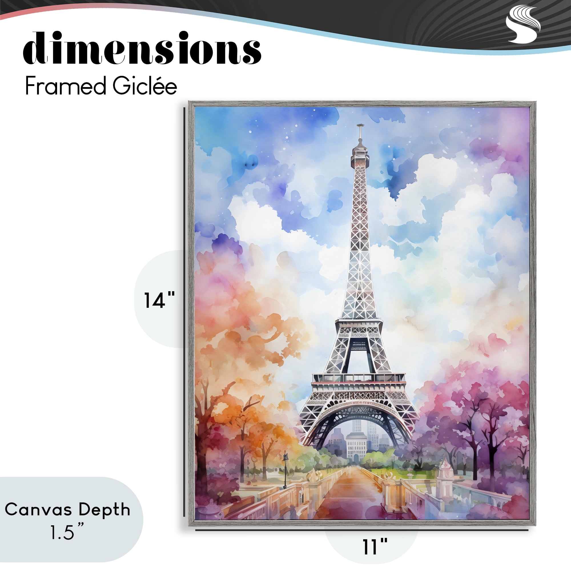Stupell Industries Pastel Paris Springtime Tower Gray Framed Giclee Art, design by Creative Studio