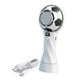thumbnail image 4 of Ventilador portátil mano con forma balón fútbol, ​​recargable, con 6 velocidades y hielo para oficina, camping y hogar. Blanco, 4 of 8