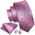 thumbnail image 2 of Set de corbatas Barry.Wang de seda de cachemir rosa y negro, 150 x 8,5 cm, 2 of 5