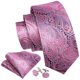 thumbnail image 2 of Set de corbatas Barry.Wang de seda de cachemir rosa y negro, 150 x 8,5 cm, 2 of 5