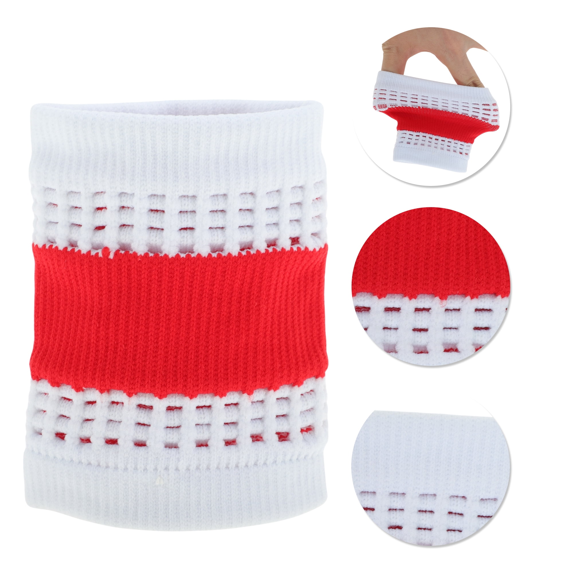 Unique Bargains Durable Perspiration Wicking Wrist Sweatbands 1 Pc White Red