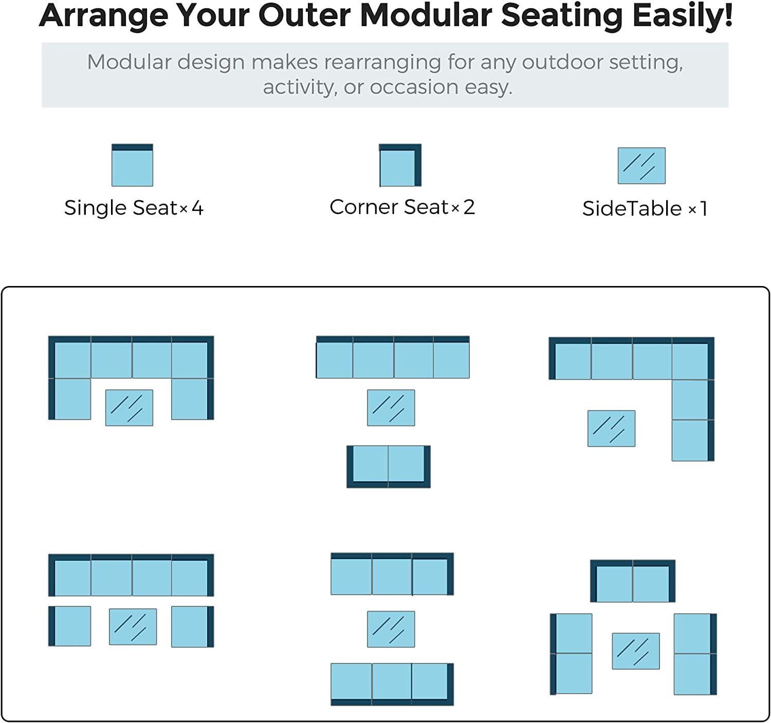 7 Piece Rattan Sectional Sofa Set, Outdoor Conversation Set, All-Weather Wicker Sectional Seating Group with Cushions & Coffee Table, Modern Furniture Couch Set for Patio Deck Garden Pool