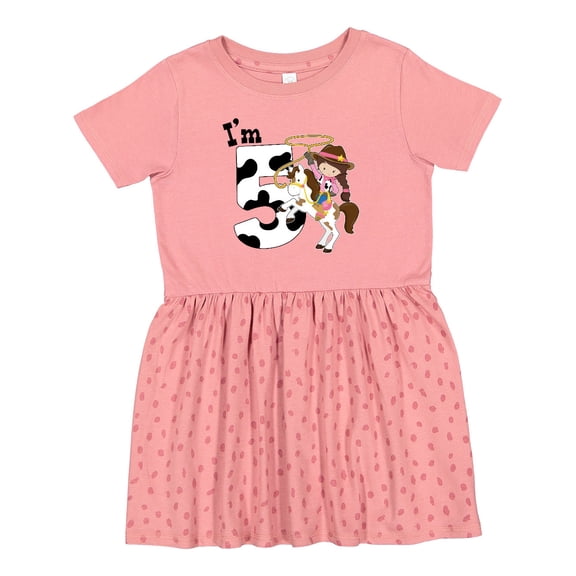 Inktastic I'm Five-cowgirl Riding Horse Birthday Girls Toddler Dress