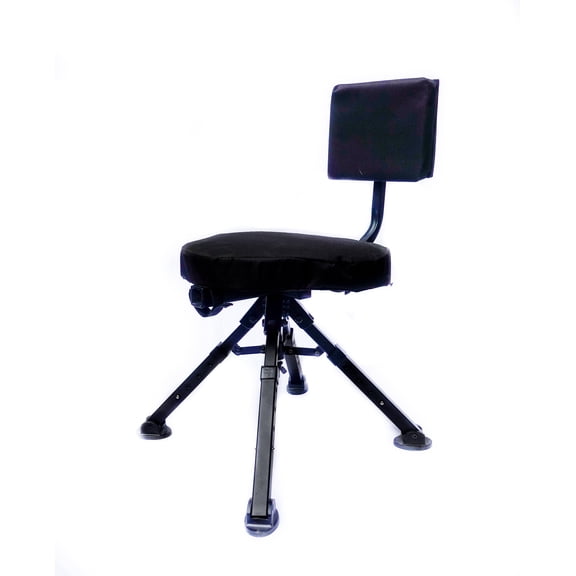 BenchMaster 4-Leg Adjustable Ground Blind Hunting Chair – 360° Swivel Shooting Chair, Portable Padded Seat with Adjustable Legs, Black