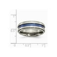 thumbnail image 6 of Solid Titanium with Blue Triple Groove 8mm Men's Wedding Band Ring Size 8, 6 of 7