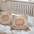 thumbnail image 6 of Orange Beige Boho Throw Pillow Covers 20x20 Inch Set of 2, Vintage Ethnic Abstract Art Floral Waterproof Outdoor Pillow Covers, Decorative Cushion Pillowcases for Couch, Sofa, Bed, Garden, Patio, 6 of 9