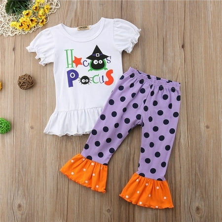 Toddler Kids Baby Girls Halloween Outfits Clothes T-shirt Tops+Long Pants 2PCS Set