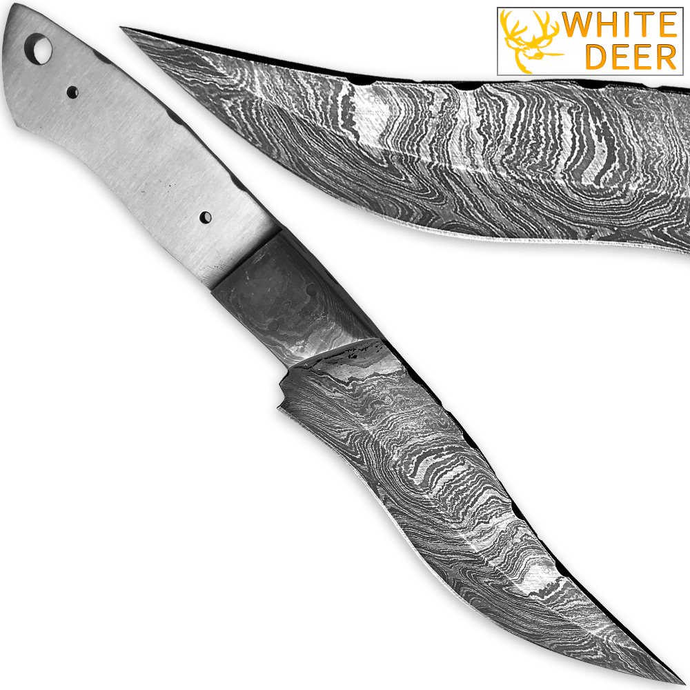1095HC Damascus Steel ClipPoint Bowie Knife Blank DIY MakeYourOwn