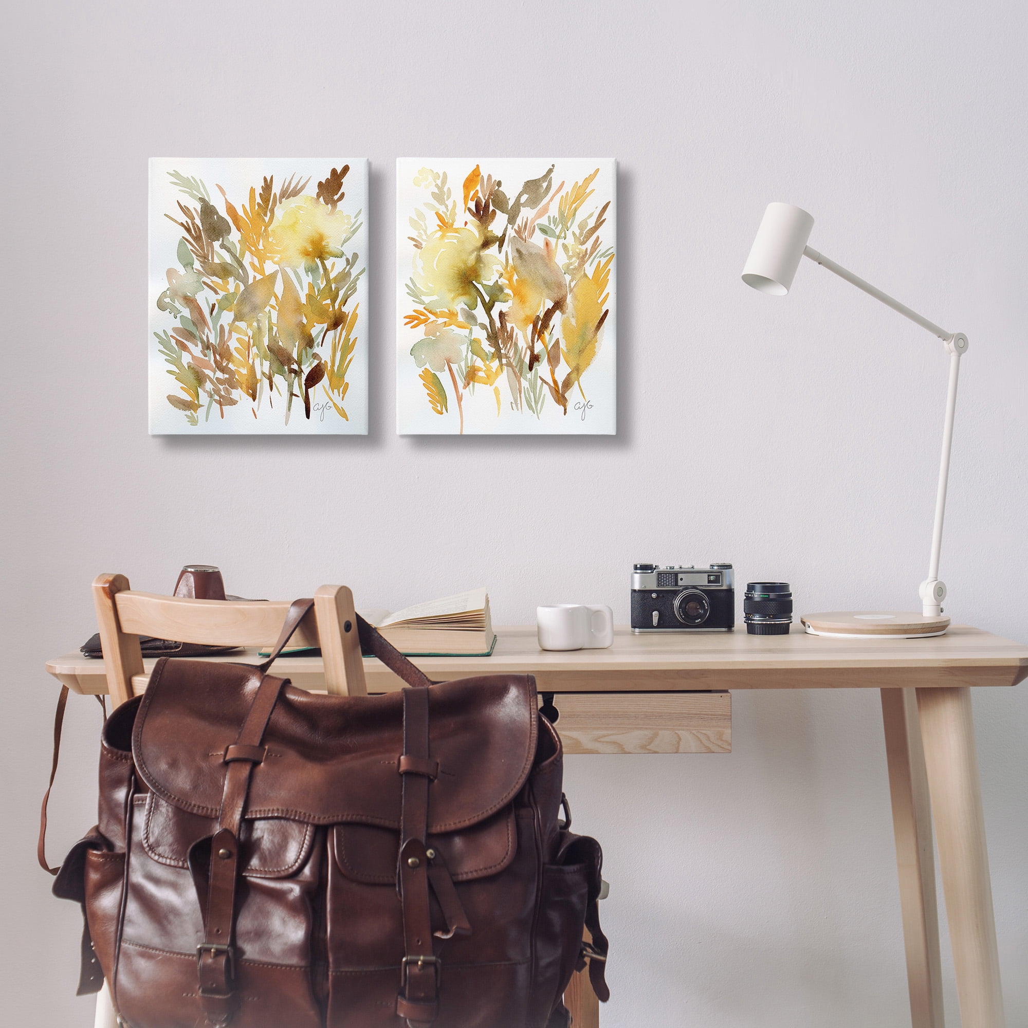 Stupell Industries Country Wheat Abstraction Botanical & Floral Painting Gallery Wrapped Canvas Art Print Wall Art, 16 x 20, Set of 2