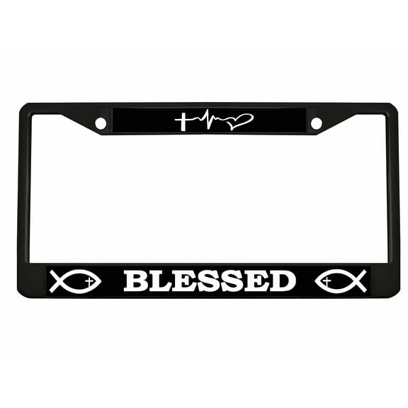 Blessed God Religious Jesus Christ Design Heavy Duty Metal Car License Plate Frame Auto Tag Holder