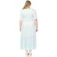 thumbnail image 3 of White Mark Women's Plus Size Square Neck Short Sleeve Tiered Maxi Dress, 3 of 6