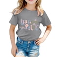 thumbnail image 1 of PMVFHDE T-Shirt pour Filles T-Shirts Graphiques Mignons Hauts d'Été pour Filles Enfants Pâques T-Shirt Graphique Mignon Col Rond Manches Courtes T-Shirt Décontracté d'Été Gris, 2-3 Ans, 1 of 4