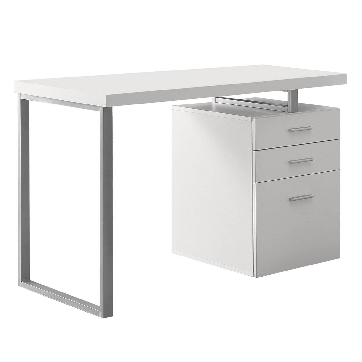 Monarch Specialties Left/Right Facing 47" Modern Home Office Computer Desk,White - image 3 of 5