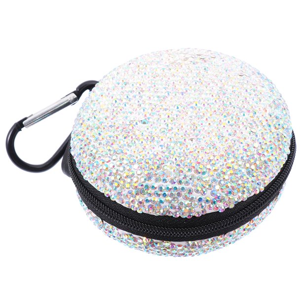 GOOHOCHY 1pc Rhinestone Tachuelas Tachuelas Caja de Auriculares Cables de Datos Caja de almacenamiento Organizador Auricular