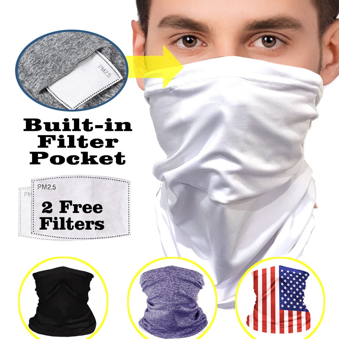WeGuard Men Bandana Face Neck Gaiter Mask Balaclava Earloop Men Women Summer Dust UV Protection Ice-Feeling Quick Dry 