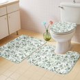 thumbnail image 4 of Watercolor Style Leaf Bathroom Rugs Set Country Green Plant Non Slip Absorbent Soft Bath Mats 3 Piece Set with Bathroom Rug, U-Shaped Floor Mat, Toilet Seat Cover Large Size, 4 of 9