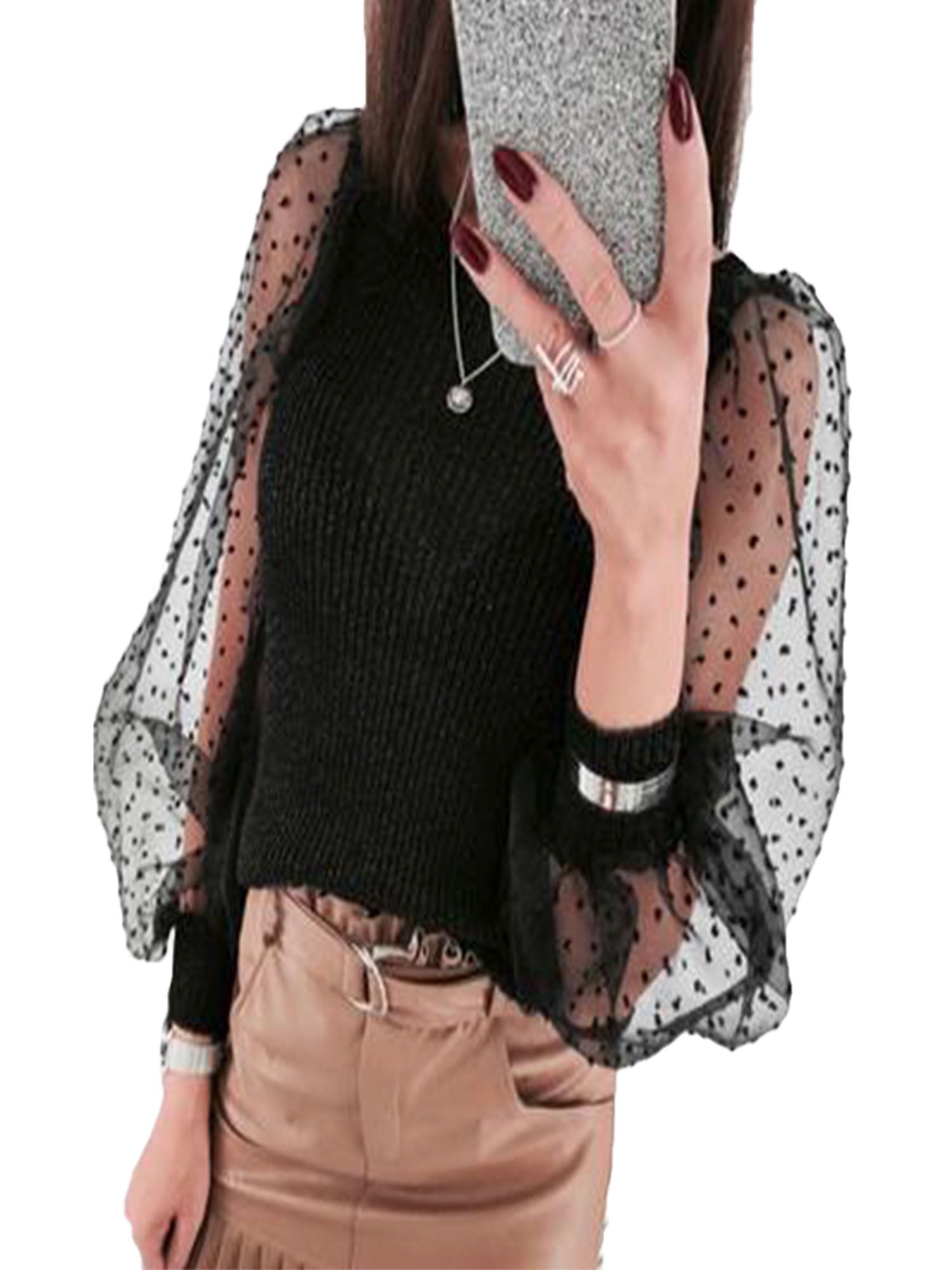 lace mesh blouse