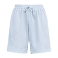 thumbnail image 4 of Hurxie Mens Basic Shorts with Pockets Basketball Gym Workout Plain Uniform PE Shorts White,M, 4 of 6
