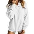 thumbnail image 6 of Lcziwo Womens Peter Pan Collar Sweatshirt Cuffed Long Sleeve Solid Pullover Oversized Casual Fall Winter Outfits White,L, 6 of 8