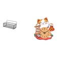 thumbnail image 1 of Cesta organizadora de pared de metal flotante y reloj de pared silencioso con forma de gato para cocina, baño, sala de estar, oficina, dormitorio infa, 1 of 8