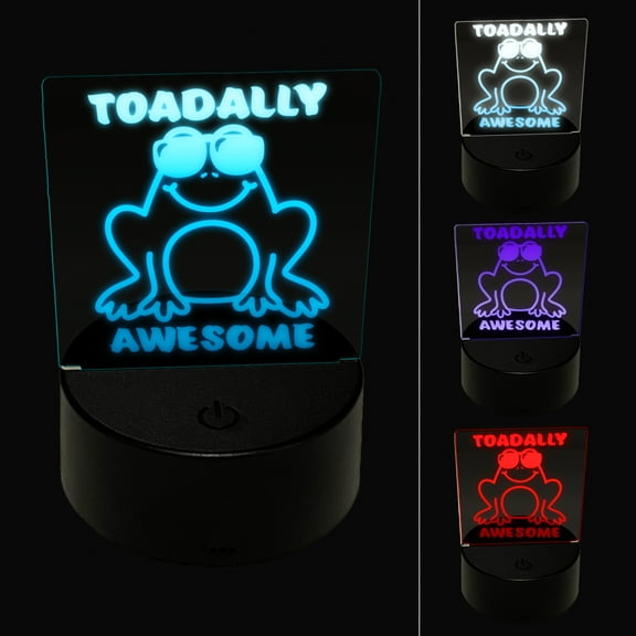 Toadally Totally Awesome Frog with Sunglasses LED Night Light Sign 3D Illusion Desk Nightstand Lamp