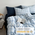 thumbnail image 7 of NAYOROOM Blue White Checked Geometric Duvet Cover Queen Set, 3-Piece Fresh Checkered Pattern Breathable Comforter Cover, 7 of 7