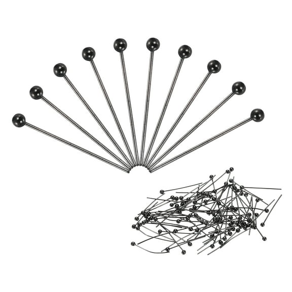 Uxcell 100Pcs Matte Black Ball Head Pins 18mm Wire Head Pins 24 Gauge Brass Head Pins for DIY Craft Jewelry Making
