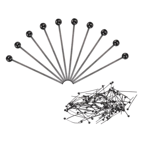 Uxcell 200Pcs Pines de Cabeza de Bola Negros Mate 18mm Pines de Cabeza de Alambre de 24 Gauge para Fabricación de Joyas de Bricolaje