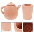 thumbnail image 2 of 1 Set Wood Tableware Toy Smooth Unpainted Teapot Tea Cup Educational Toy, 2 of 8