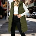 thumbnail image 2 of Yutgune Women's Long Hooded Puffer Vest Zip Up Snap Button Sleeveless Coat with Zipper Pockets, 2 of 7