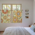 thumbnail image 3 of Gray Green Boho Floral Kitchen Curtain for Berdoom Living Room Cafe 54 Inch Length, Vintage Abstract Ethnic Flowers Tiers Curtains Light Filtering Drapes Window Treatment 2 Panels 52"Wx54"L, 3 of 8