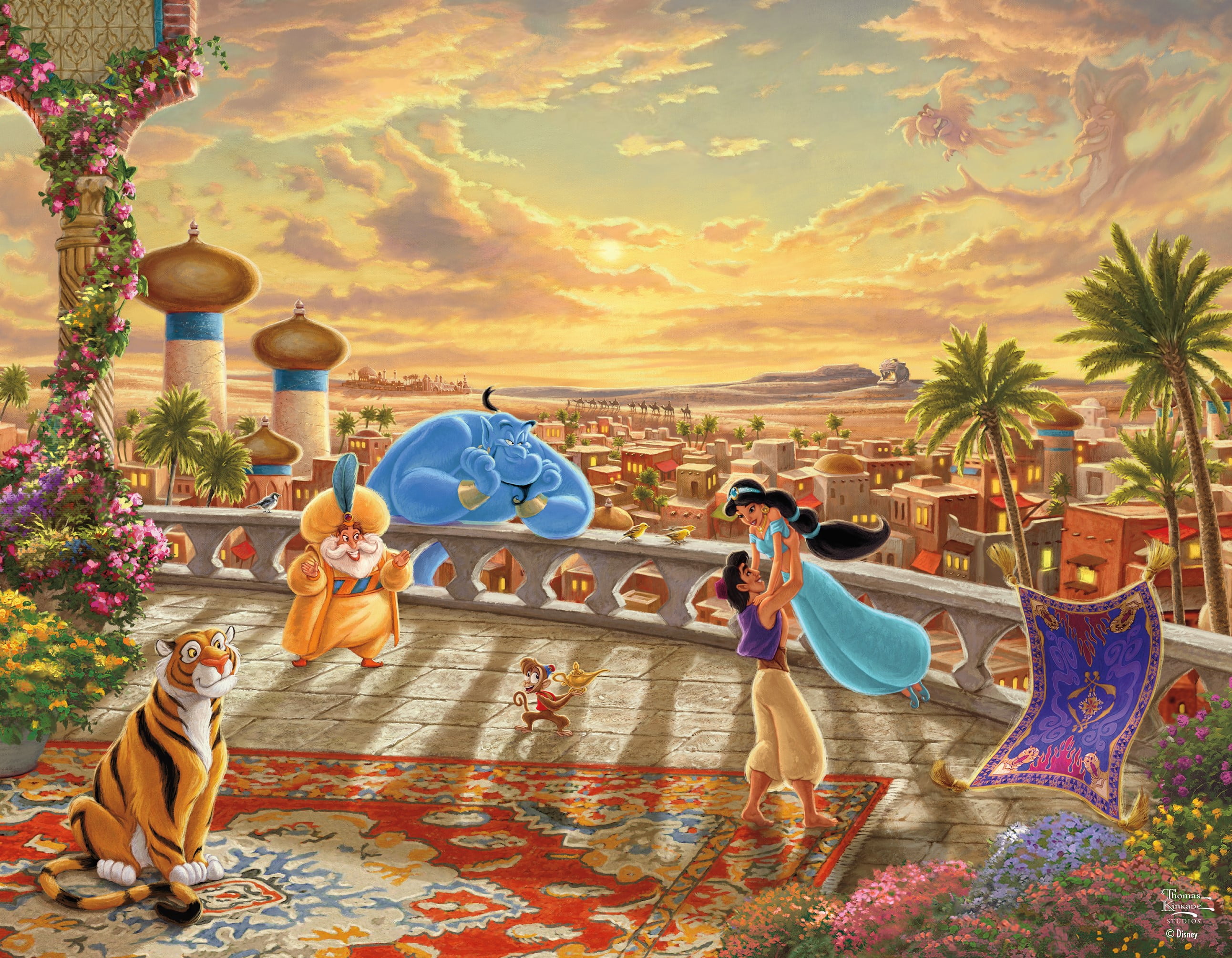 Ceaco - Thomas Kinkade - Disney - Princess Collection - Four 500 Piece Interlocking Jigsaw Puzzle