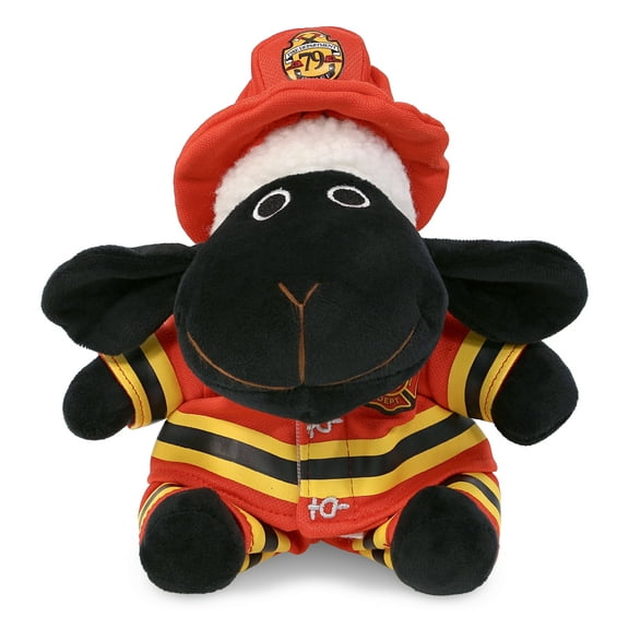 DolliBu Black Nose Sheep Firefighter Stuffed Animal - Sheep Fireman Toy with Red Fireman Costume Outfit and Fireman Hat, Cute Farm Life Stuffed Animal Fire Fighter Doll Plush Toy for Kids - 6 Inch