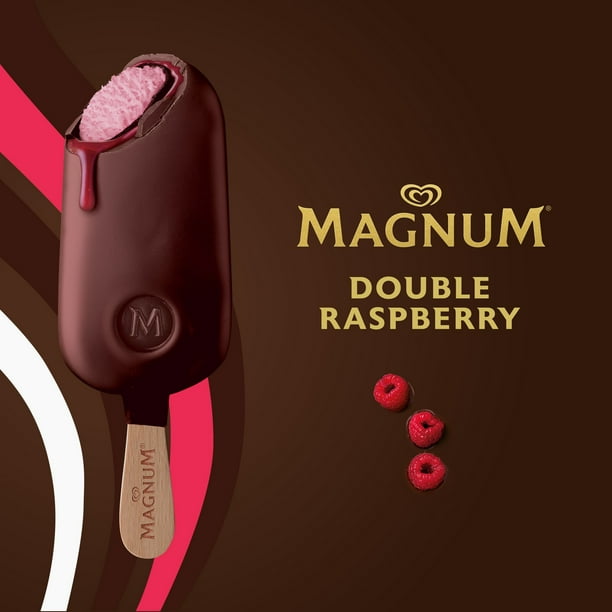 Magnum Double Raspberry dipped in a chocolatey coating raspberry