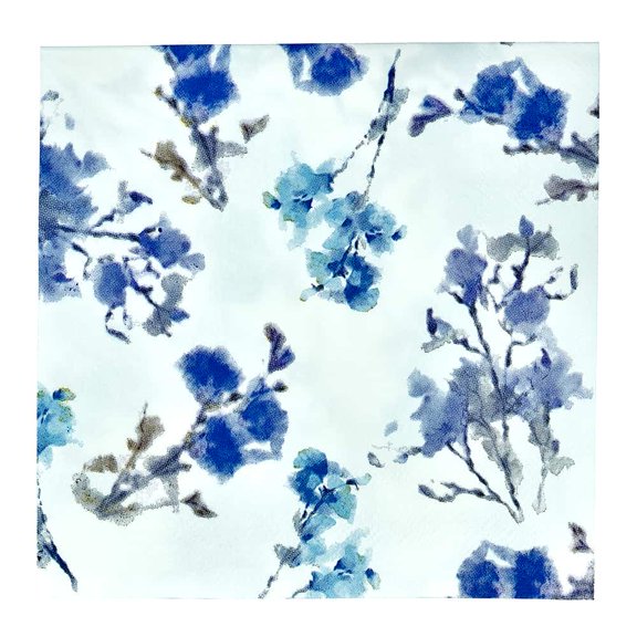 EcoQuality Blue Blossoms Lunch Napkin – Elegant, Durable, and Disposable, Dispenser Napkin Refill, Everyday Napkins, Perfect for Restaurants, Diners, Bodegas & Home (20)