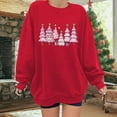 thumbnail image 2 of Towmus Plus Size Christmas Sweatshirt for Women Cute Long Sleeve Pink Christmas Tree Printed Fall Winter Pullover Tops, 2 of 6