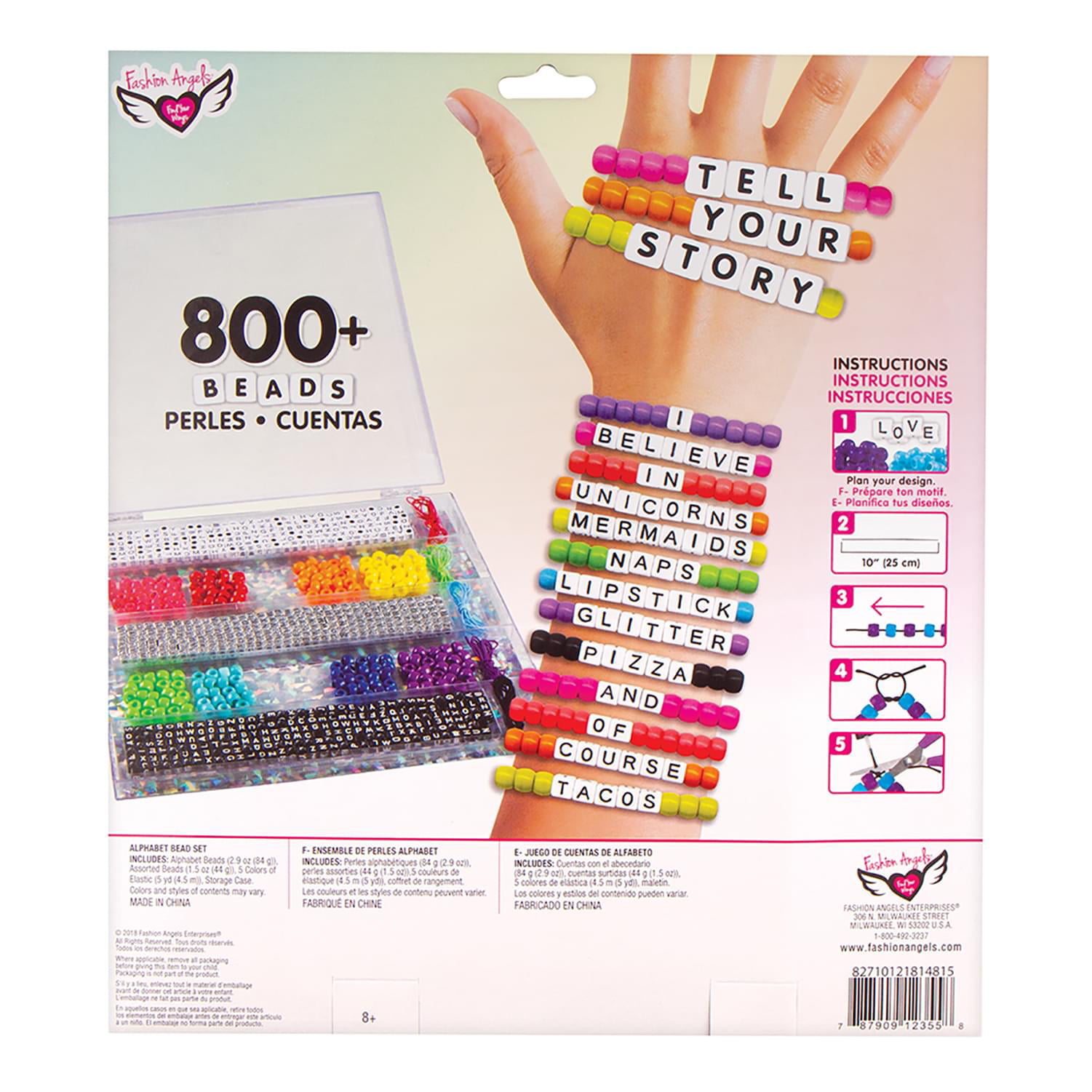Fashion Angels Tell Your Story DIY Bead Set: Over 800 Charms & Alphabet  Beads for Bracelet Making. Perfect Kids Bracelet Kit for Girls & Boys Aged  8-12. Craft U…