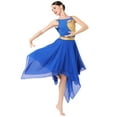 thumbnail image 6 of IBTOM CASTLE Women's Lyrical Dance Costume Shiny Metallic Lyrical Dress Asymmetric Flowy Chiffon Skirt Contemporary Dance Clothes M Royal Blue, 6 of 8