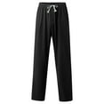 thumbnail image 6 of JAKANYQ Men's Daily Casual Home Solid Full-Length Pants Mid Waist Pocket Drawstring Pant Trouser, 6 of 7