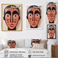 thumbnail image 4 of Designart "African Zulu Warrior Mask III" People Framed Wall Art - Global Pink African Mask Entryway Framed Wall Art Print, 4 of 6