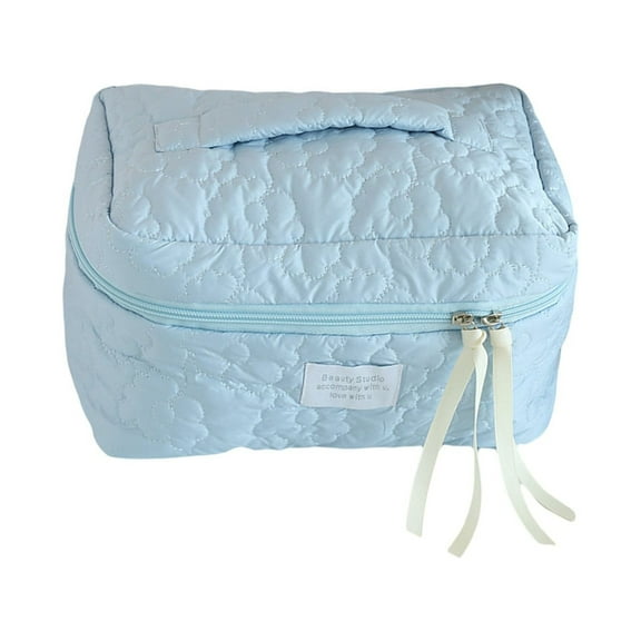 Beauos Clearance Aesthetic Makeup Bag for Women Large Capacity Quilted Cosmetic Toiletry Pouch Travel Small Cute Make Up Purse Organizer Insert, Makeup Bag Clearance Sale, 1X Cosmetic Bag
